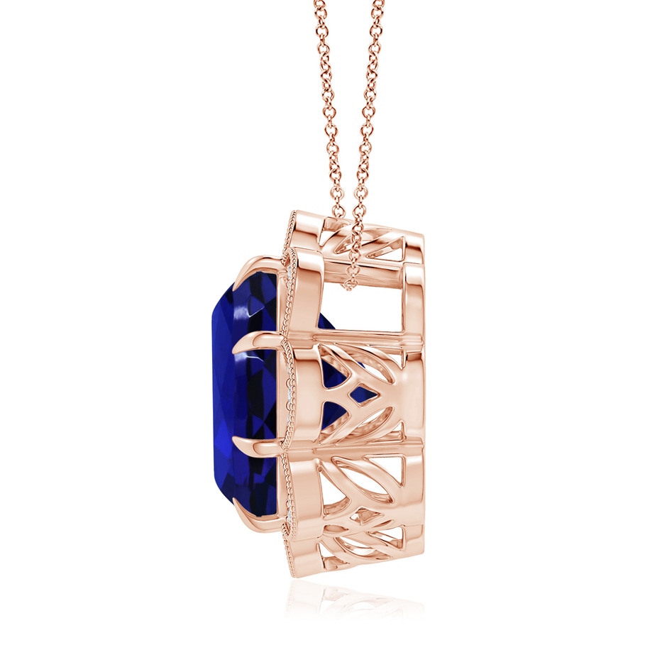 13.10x12.92x9.73mm AAAA GIA Certified Round Tanzanite Floral Pendant with Milgrain in 18K Rose Gold side 199