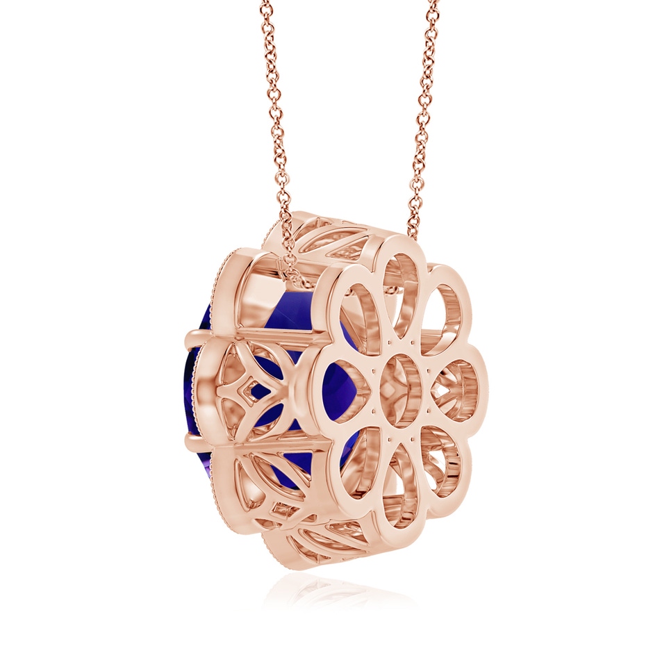 13.10x12.92x9.73mm AAAA GIA Certified Round Tanzanite Floral Pendant with Milgrain in 18K Rose Gold side 399