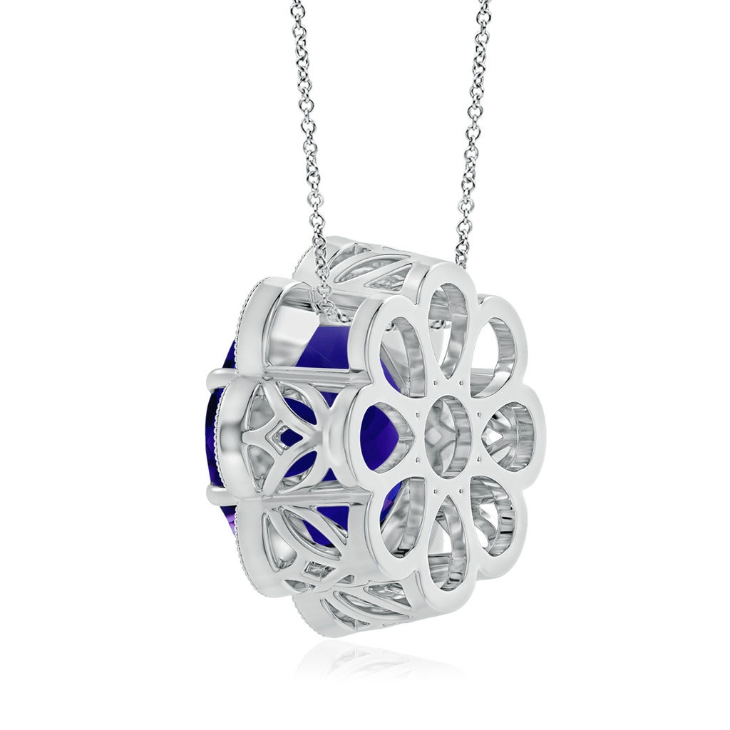 13.10x12.92x9.73mm AAAA GIA Certified Round Tanzanite Floral Pendant with Milgrain in White Gold Side 399