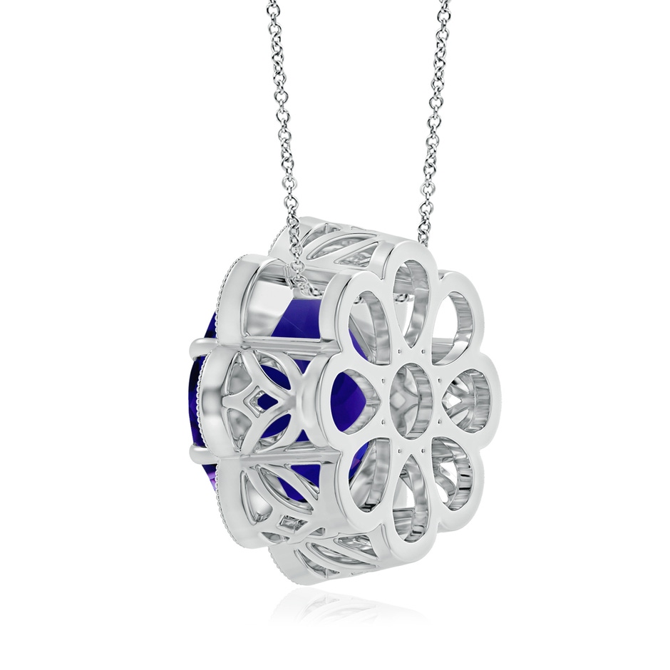 13.10x12.92x9.73mm AAAA GIA Certified Round Tanzanite Floral Pendant with Milgrain in White Gold side 399