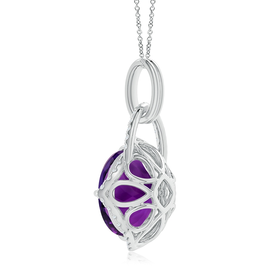 15.00x14.93x9.36mm AAAA GIA Certified Round Amethyst Pendant with Cushion Halo in White Gold side 399