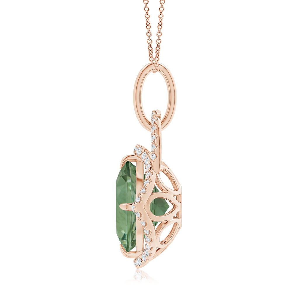 14.18x14.12x8.75mm AAA GIA Certified Round Green Amethyst Pendant with Cushion Halo in Rose Gold Side 199