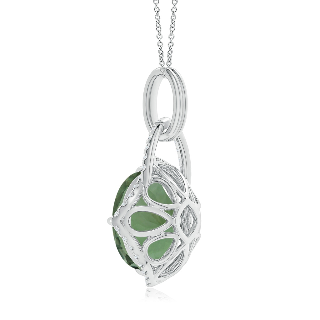 14.18x14.12x8.75mm AAA GIA Certified Round Green Amethyst Pendant with Cushion Halo in White Gold Side 399