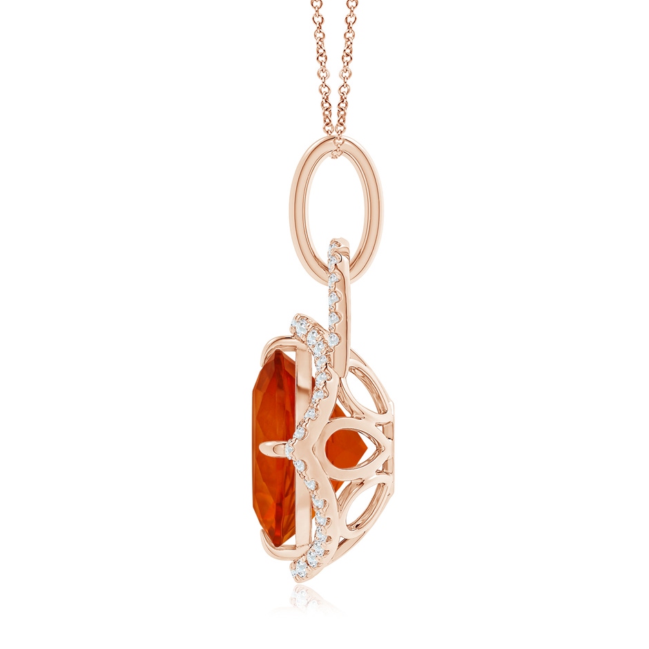 12.10-12.15x7.65mm AAAA GIA Certified Round Citrine Pendant with Cushion Halo in Rose Gold Side 199