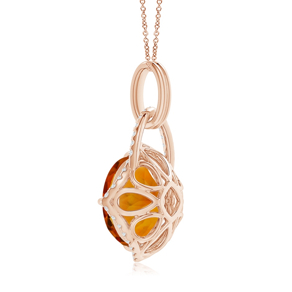 12.10-12.15x7.65mm AAAA GIA Certified Round Citrine Pendant with Cushion Halo in Rose Gold Side 399