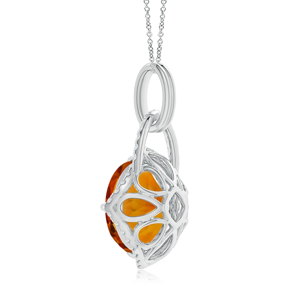 12.10-12.15x7.65mm AAAA GIA Certified Round Citrine Pendant with Cushion Halo in White Gold Side 399