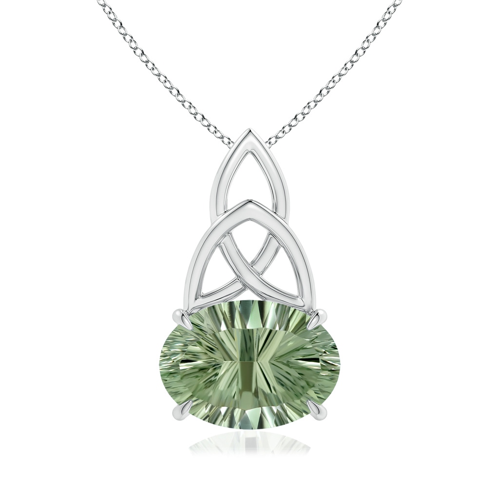 14x10mm AAAA GIA Certified Green Amethyst Celtic Trinity Knot Pendant in 18K White Gold 
