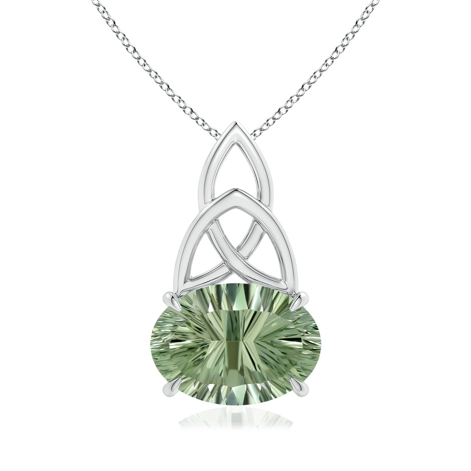 14x10mm AAAA GIA Certified Green Amethyst Celtic Trinity Knot Pendant in 18K White Gold 
