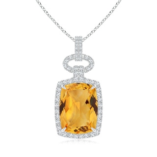15.86x11.95x7.11mm A Art Deco Inspired GIA Certified Citrine Pendant. in 18K White Gold