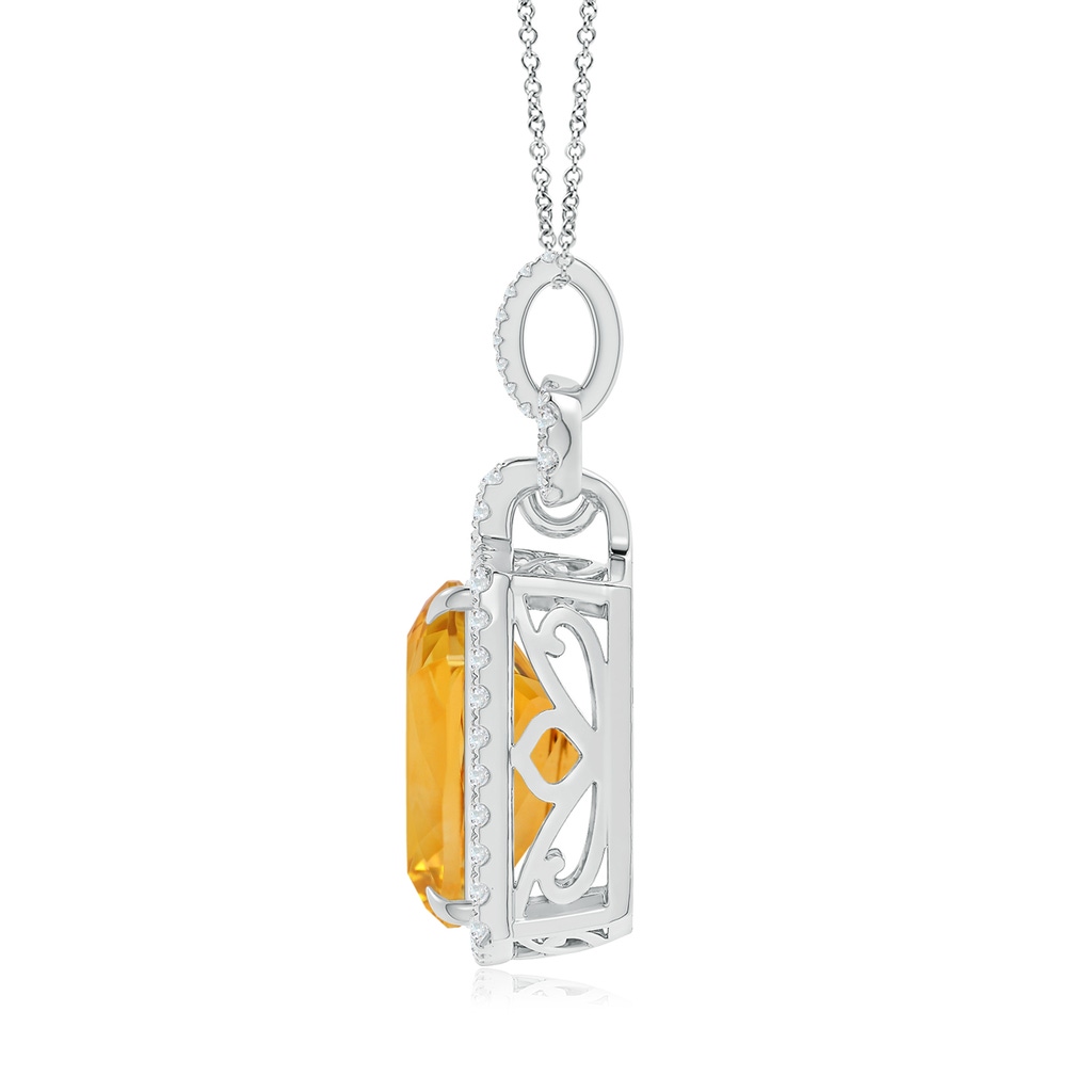 15.86x11.95x7.11mm A Art Deco Inspired GIA Certified Citrine Pendant. in 18K White Gold Side 199
