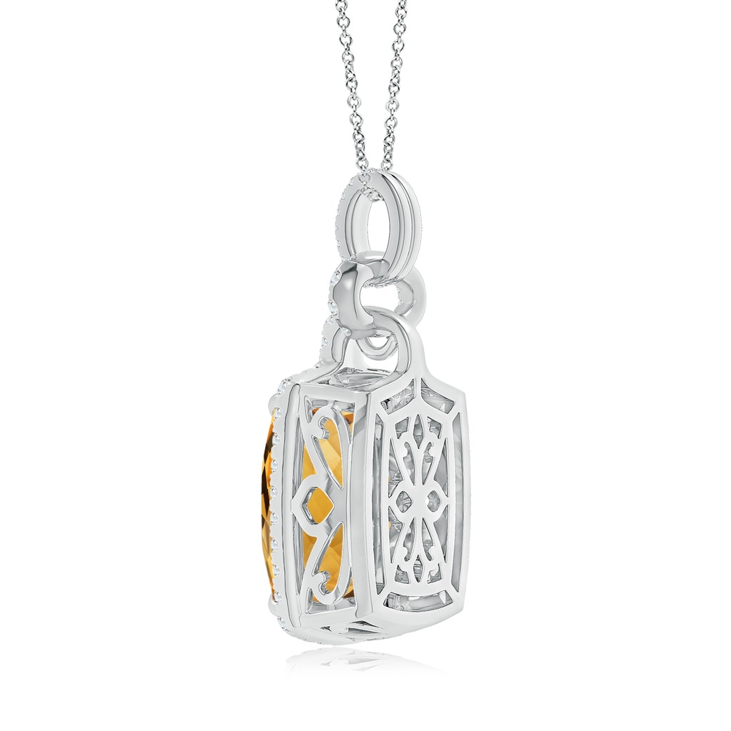 15.86x11.95x7.11mm A Art Deco Inspired GIA Certified Citrine Pendant. in 18K White Gold Side 399