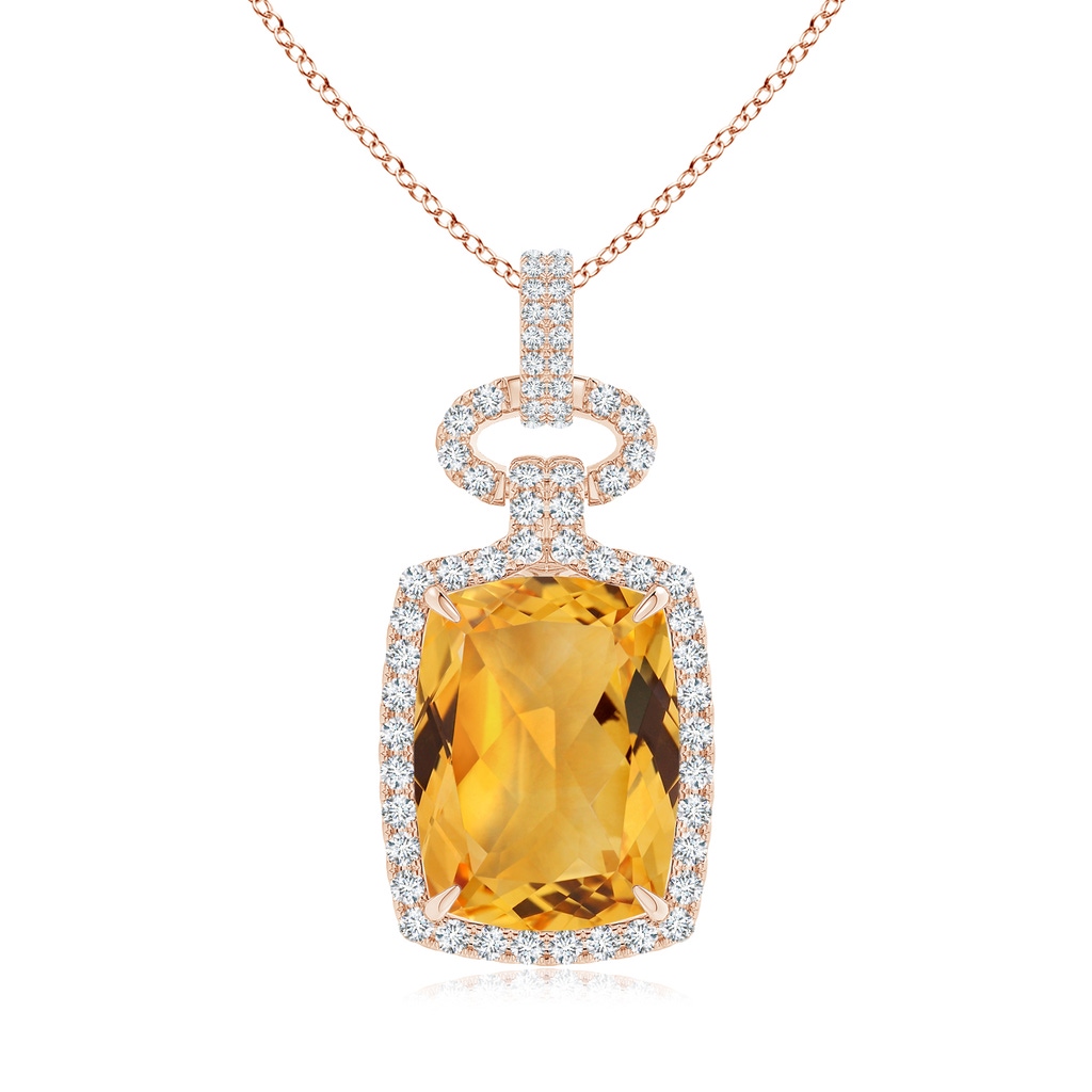 15.86x11.95x7.11mm A Art Deco Inspired GIA Certified Citrine Pendant. in Rose Gold