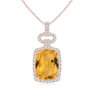 15.86x11.95x7.11mm A Art Deco Inspired GIA Certified Citrine Pendant. in Rose Gold