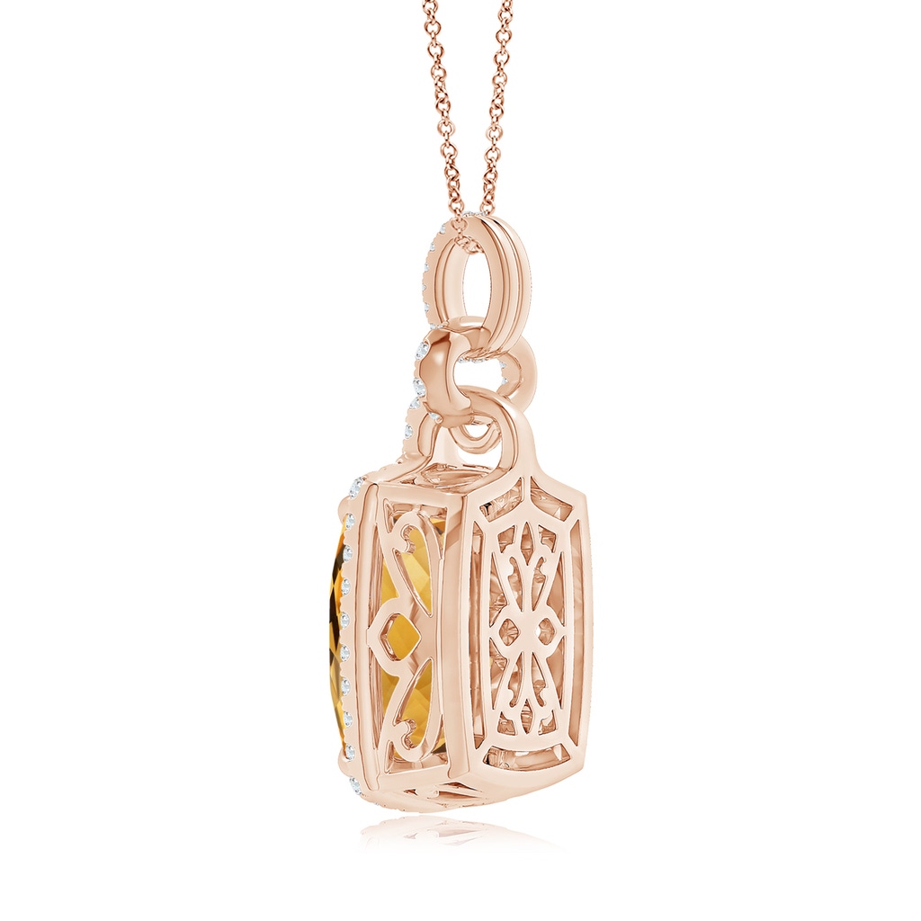 15.86x11.95x7.11mm A Art Deco Inspired GIA Certified Citrine Pendant. in Rose Gold Side 399