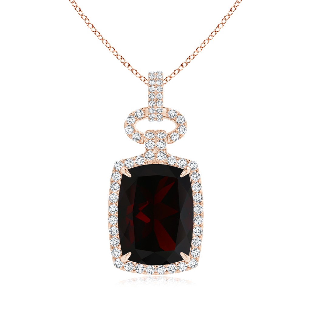 18x13.08x7.57mm AAA GIA Certified Art Deco Inspired Garnet Pendant in Rose Gold