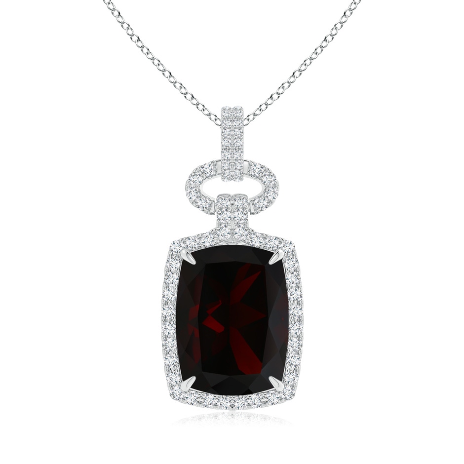 18x13.08x7.57mm AAA GIA Certified Art Deco Inspired Garnet Pendant in White Gold 