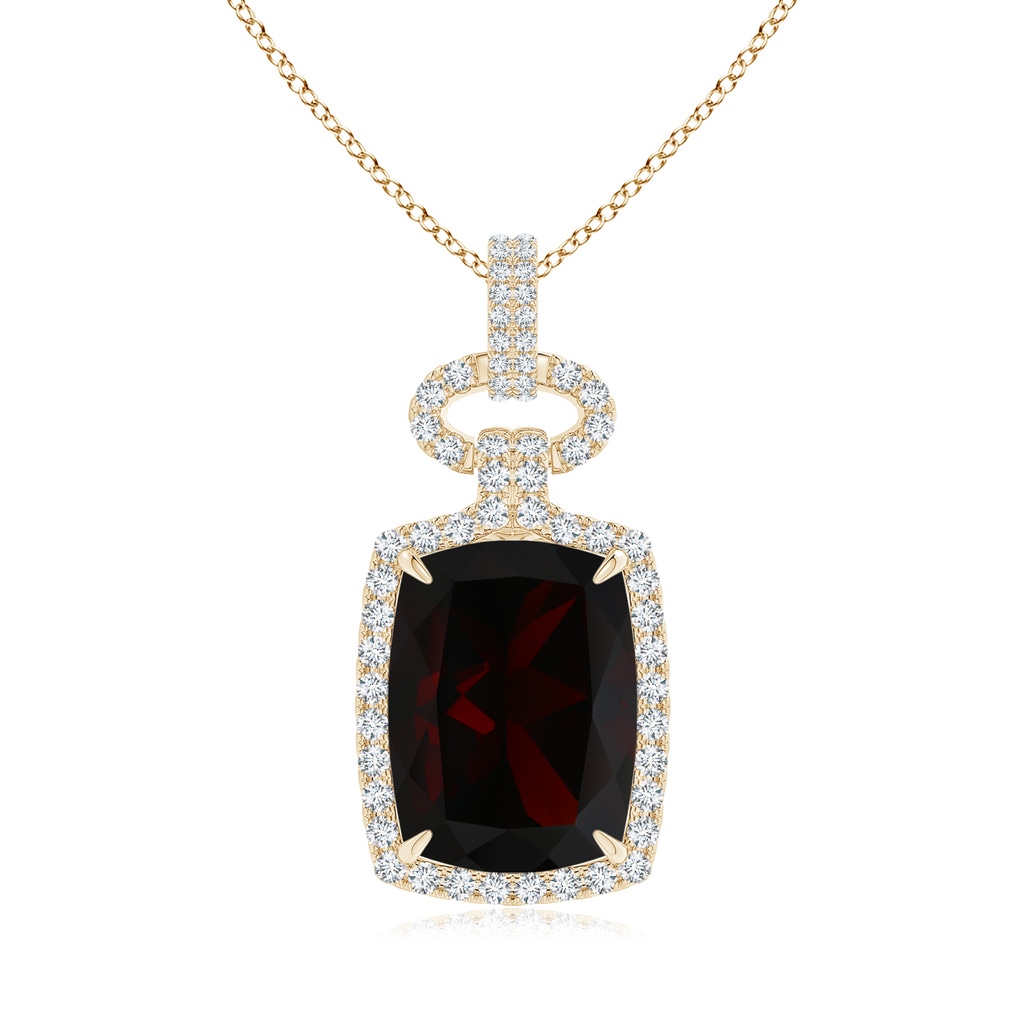 18x13.08x7.57mm AAA GIA Certified Art Deco Inspired Garnet Pendant in Yellow Gold
