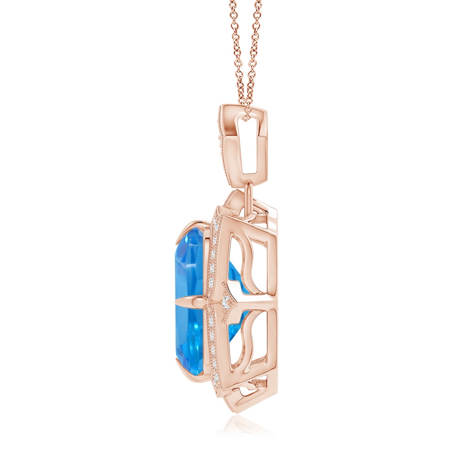 12.06x9.92x6.12mm AAAA GIA Certified Antique Style Swiss Blue Topaz Pendant with Diamond Halo in 18K Rose Gold side 199