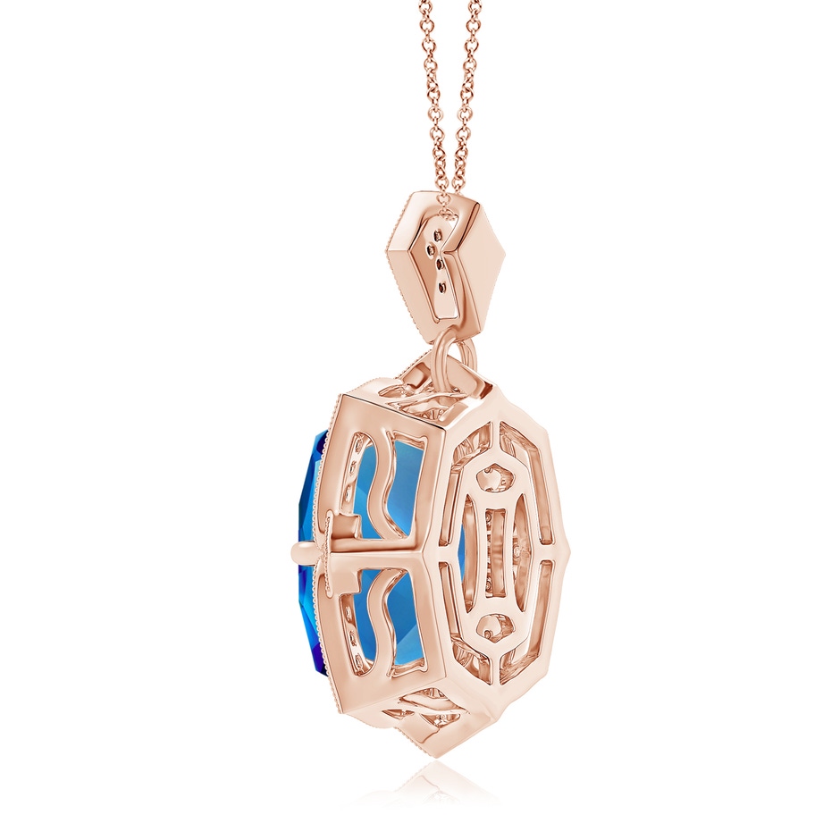 12.06x9.92x6.12mm AAAA GIA Certified Antique Style Swiss Blue Topaz Pendant with Diamond Halo in 18K Rose Gold side 399
