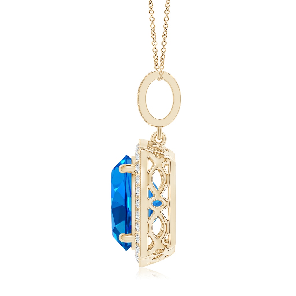 15.14x15.01x9.20mm AAAA GIA Certified Vintage Inspired Round Swiss Blue Topaz Halo Pendant in Yellow Gold - side 199