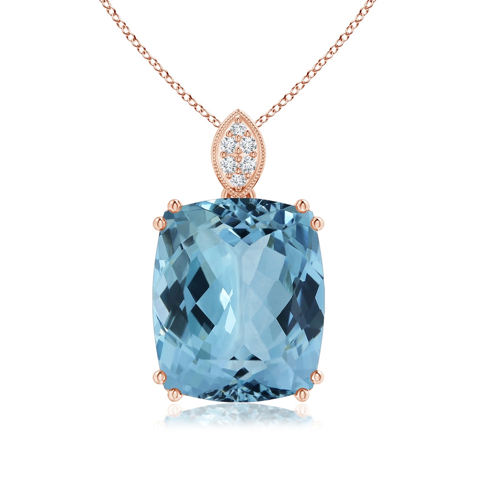 13.66x11.96x8.13mm AAAA GIA Certified Aquamarine Pendant with Leaf-Shaped Bale in 18K Rose Gold 