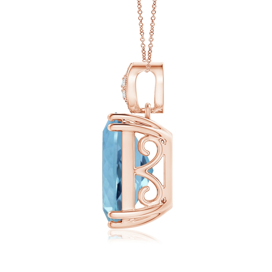 13.66x11.96x8.13mm AAAA GIA Certified Aquamarine Pendant with Leaf-Shaped Bale in 18K Rose Gold side 199