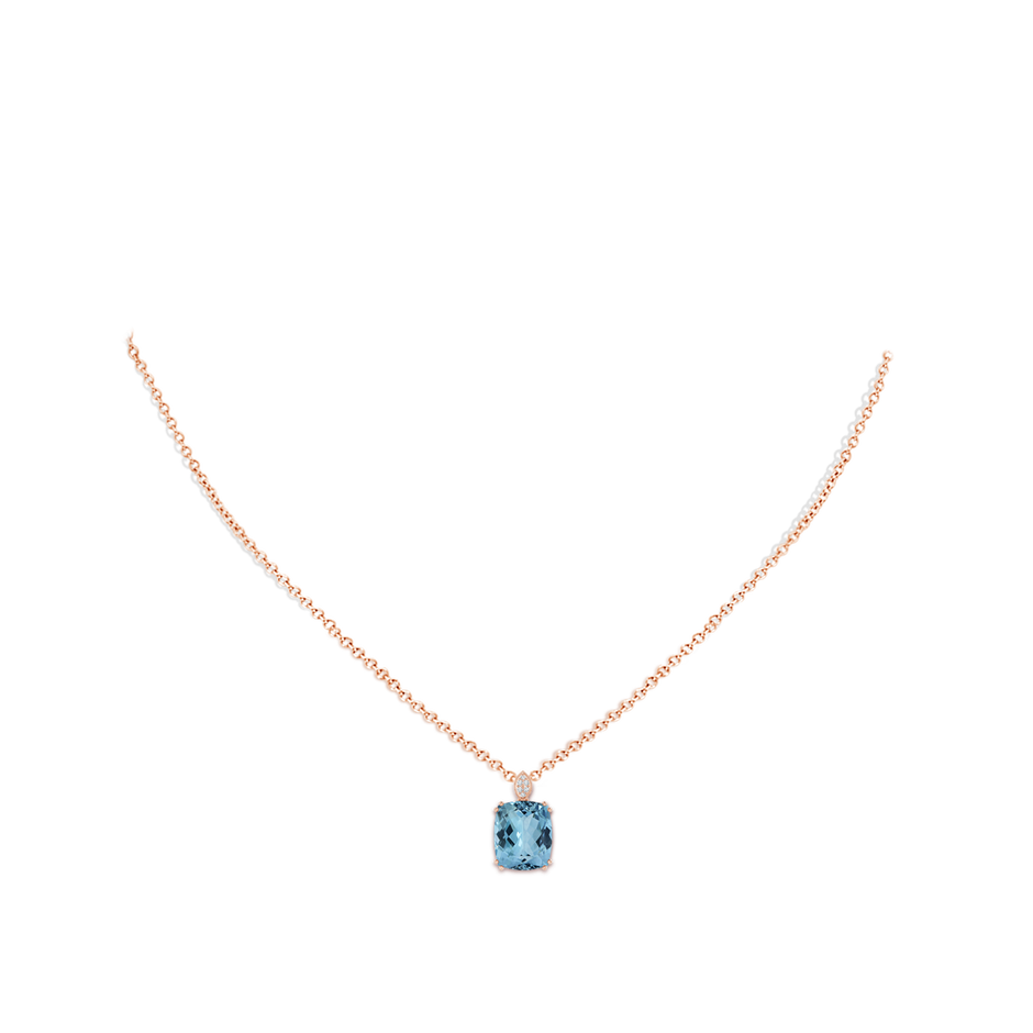 13.66x11.96x8.13mm AAAA GIA Certified Aquamarine Pendant with Leaf-Shaped Bale in 18K Rose Gold pen