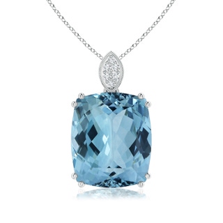 13.66x11.96x8.13mm AAAA GIA Certified Aquamarine Pendant with Leaf-Shaped Bale in White Gold