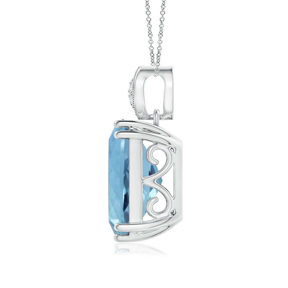 13.66x11.96x8.13mm AAAA GIA Certified Aquamarine Pendant with Leaf-Shaped Bale in White Gold side 199