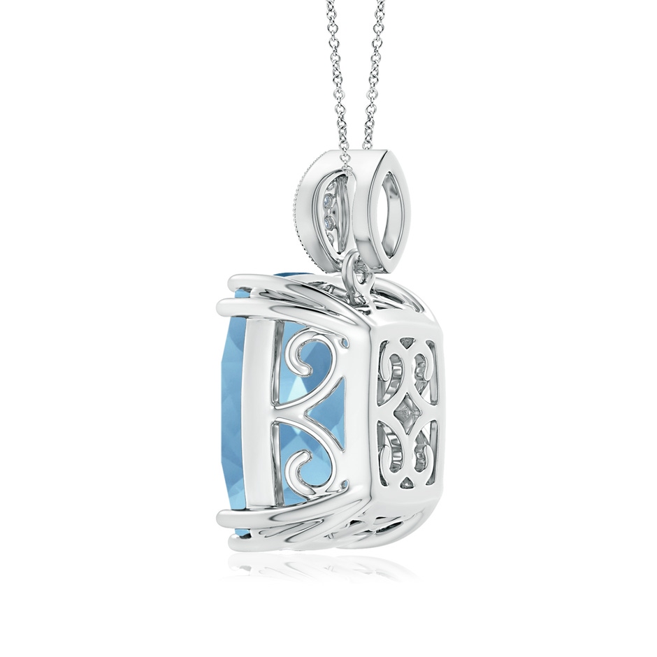 13.66x11.96x8.13mm AAAA GIA Certified Aquamarine Pendant with Leaf-Shaped Bale in White Gold side 399