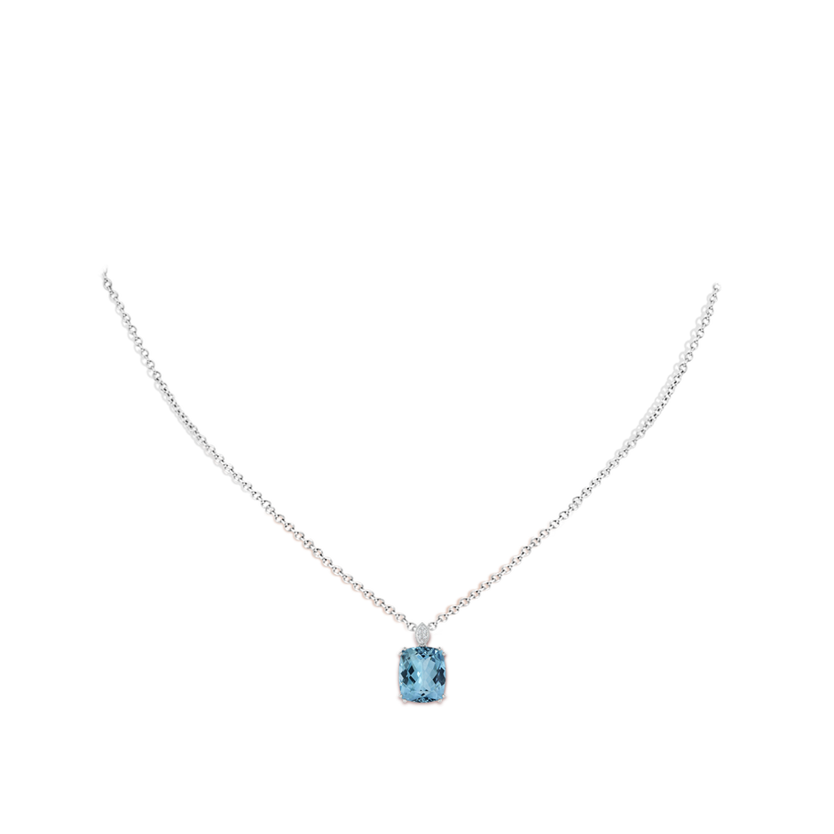 13.66x11.96x8.13mm AAAA GIA Certified Aquamarine Pendant with Leaf-Shaped Bale in White Gold pen