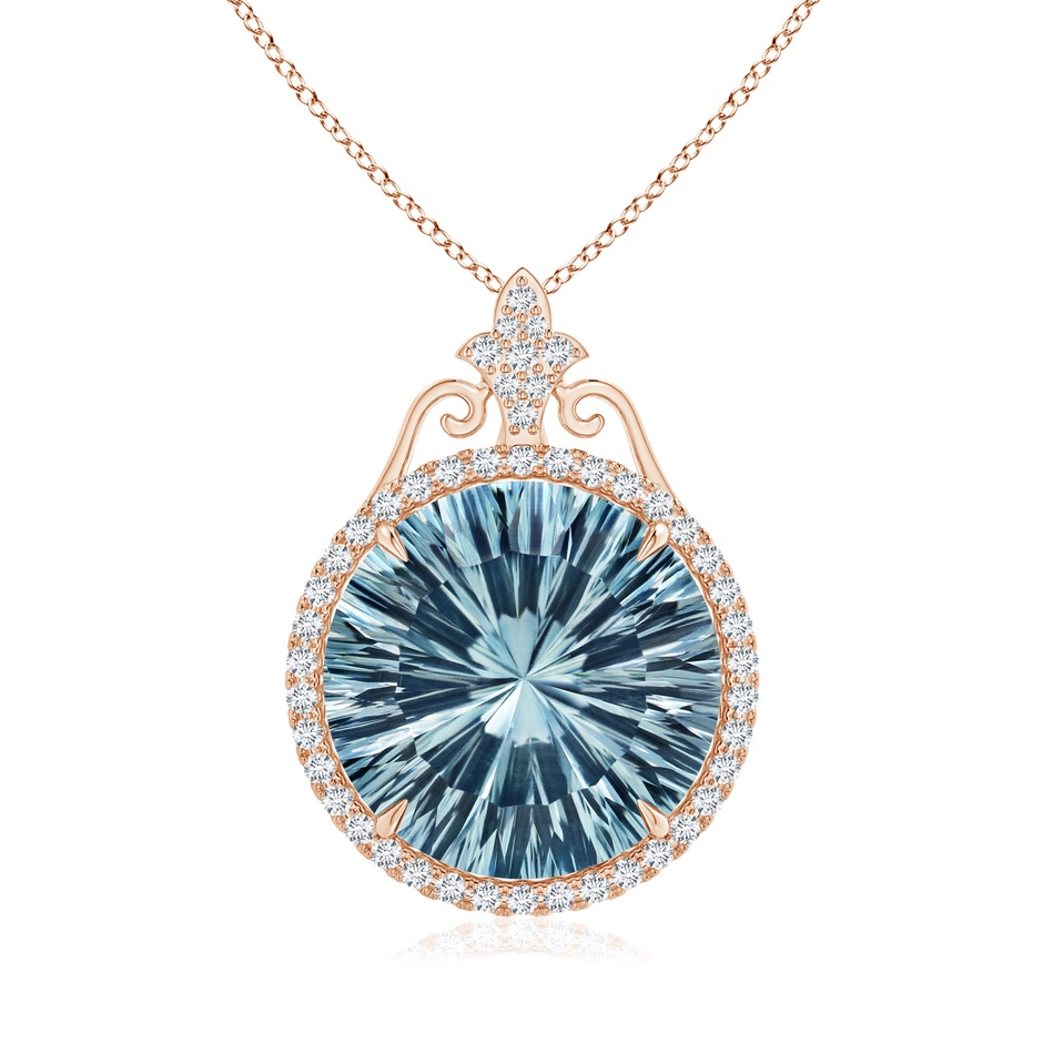 16.14x16.03x9.35mm AAA GIA Certified Sky Blue Topaz Pendant with Fleur De Lis Bale in Rose Gold 