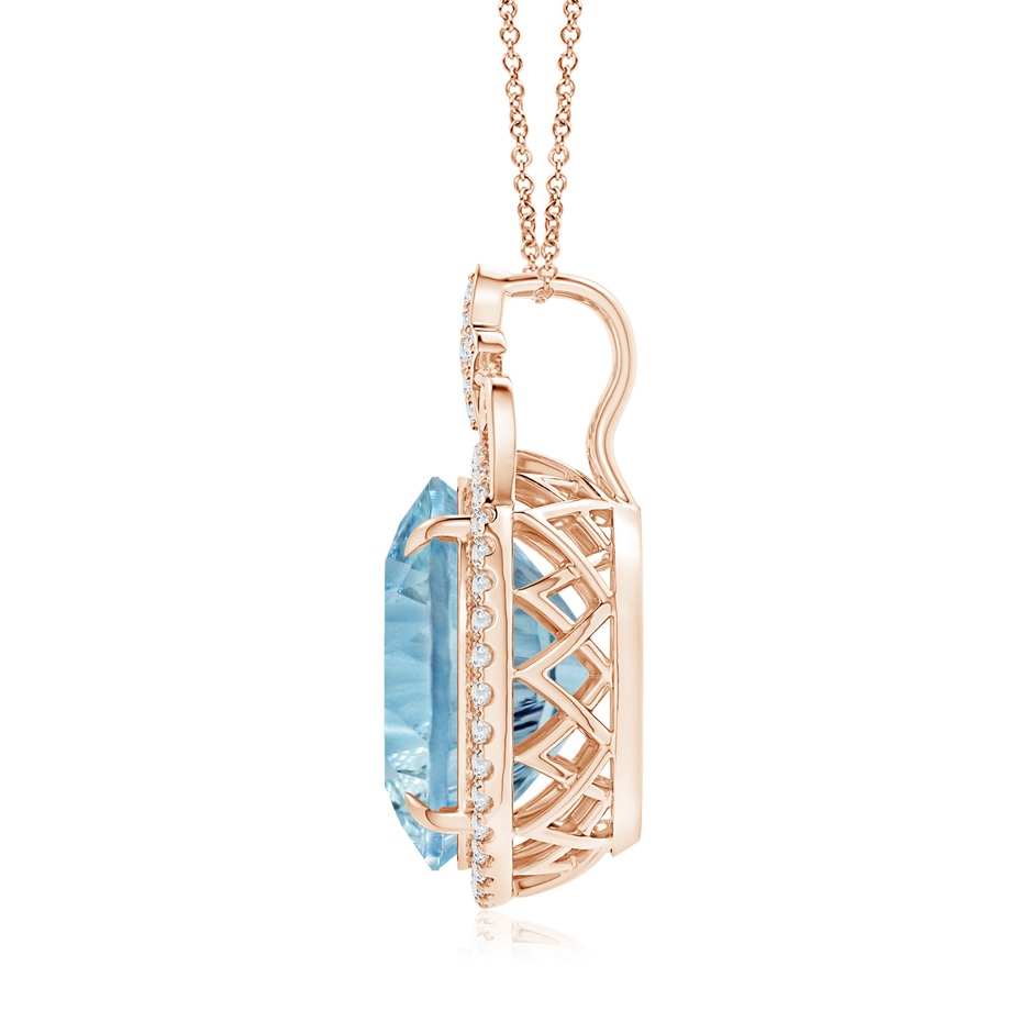 16.14x16.03x9.35mm AAA GIA Certified Sky Blue Topaz Pendant with Fleur De Lis Bale in Rose Gold Side 199