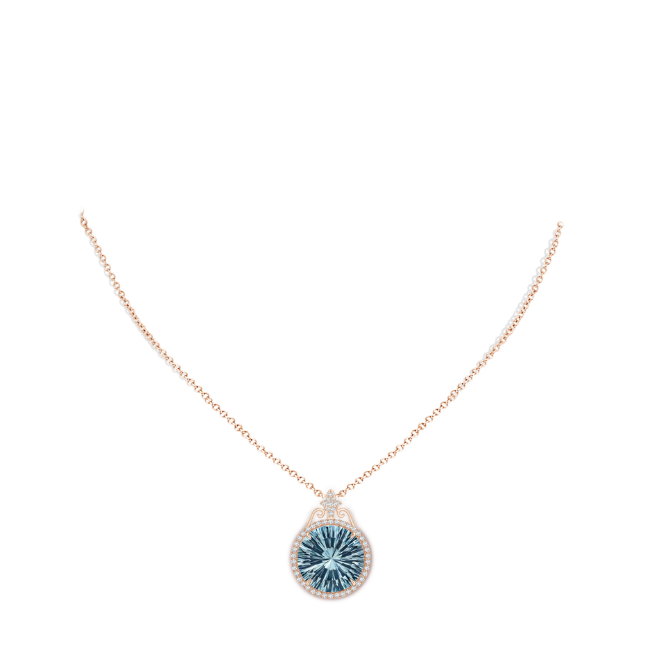 16.14x16.03x9.35mm AAA GIA Certified Sky Blue Topaz Pendant with Fleur De Lis Bale in Rose Gold pen