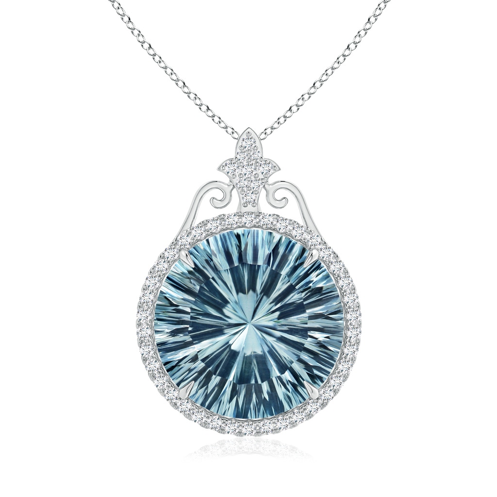 16.14x16.03x9.35mm AAA GIA Certified Sky Blue Topaz Pendant with Fleur De Lis Bale in White Gold