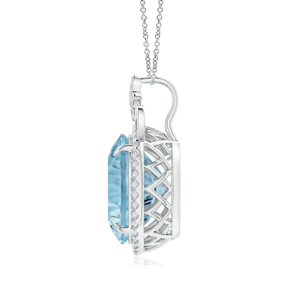 16.14x16.03x9.35mm AAA GIA Certified Sky Blue Topaz Pendant with Fleur De Lis Bale in White Gold Side 199