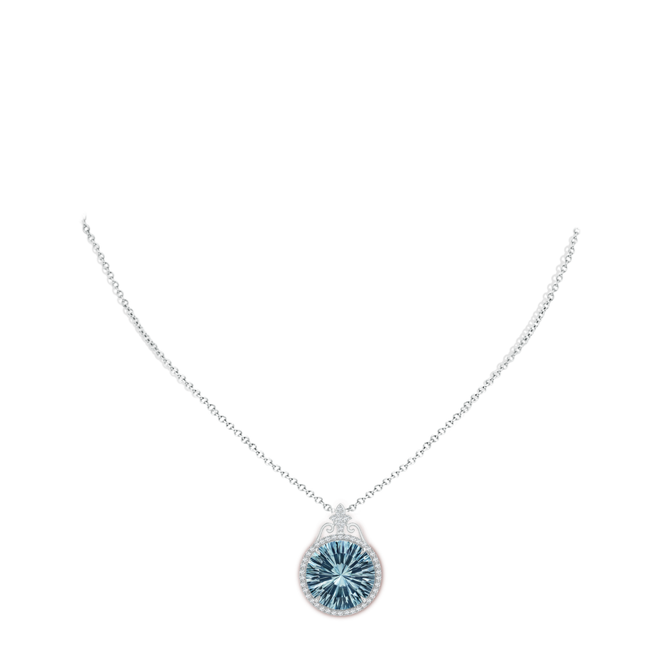 16.14x16.03x9.35mm AAA GIA Certified Sky Blue Topaz Pendant with Fleur De Lis Bale in White Gold pen