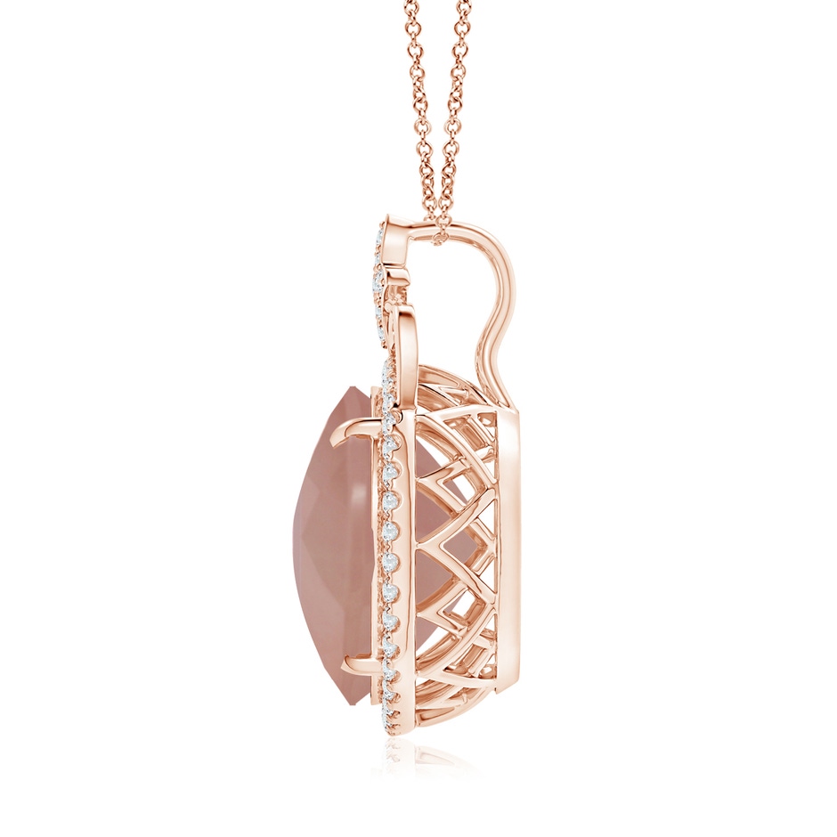 16.09x15.93x10.30mm AAAA GIA Certified Rose Quartz Pendant with Fleur De Lis Bale in 18K Rose Gold side 199