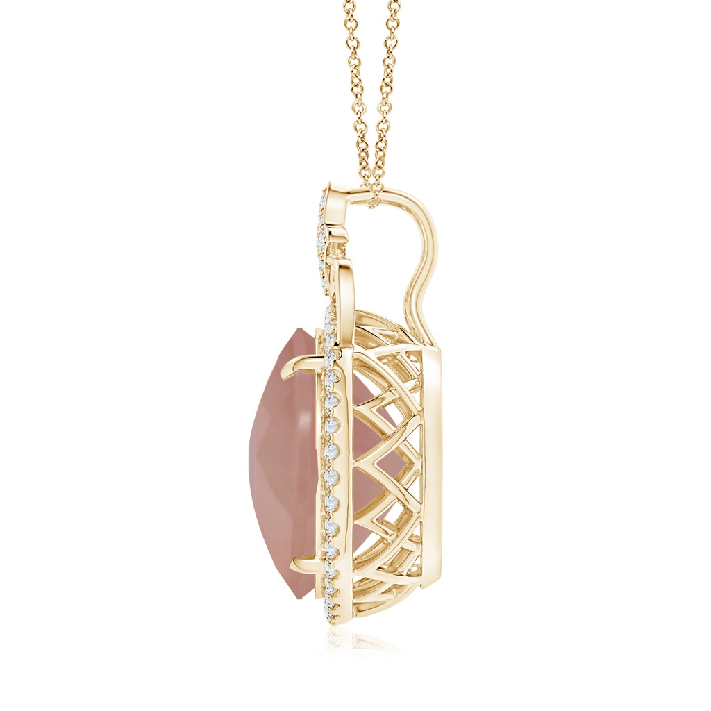 16.09x15.93x10.30mm AAAA GIA Certified Rose Quartz Pendant with Fleur De Lis Bale in Yellow Gold - side 199