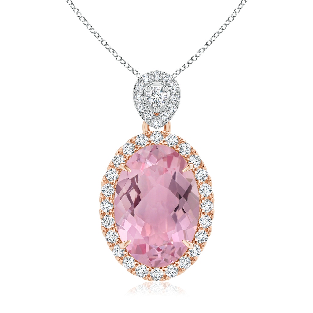 11.85x8.22x5.13mm AAA GIA Certified Pink Sapphire Halo Pendant with Scrollwork. in Rose Gold White Gold 