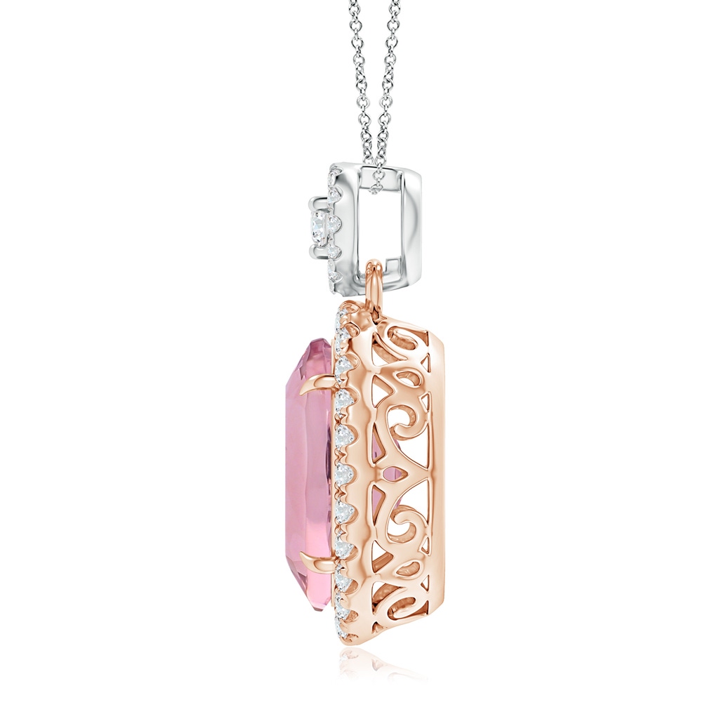 11.85x8.22x5.13mm AAA GIA Certified Pink Sapphire Halo Pendant with Scrollwork. in Rose Gold White Gold Side 199