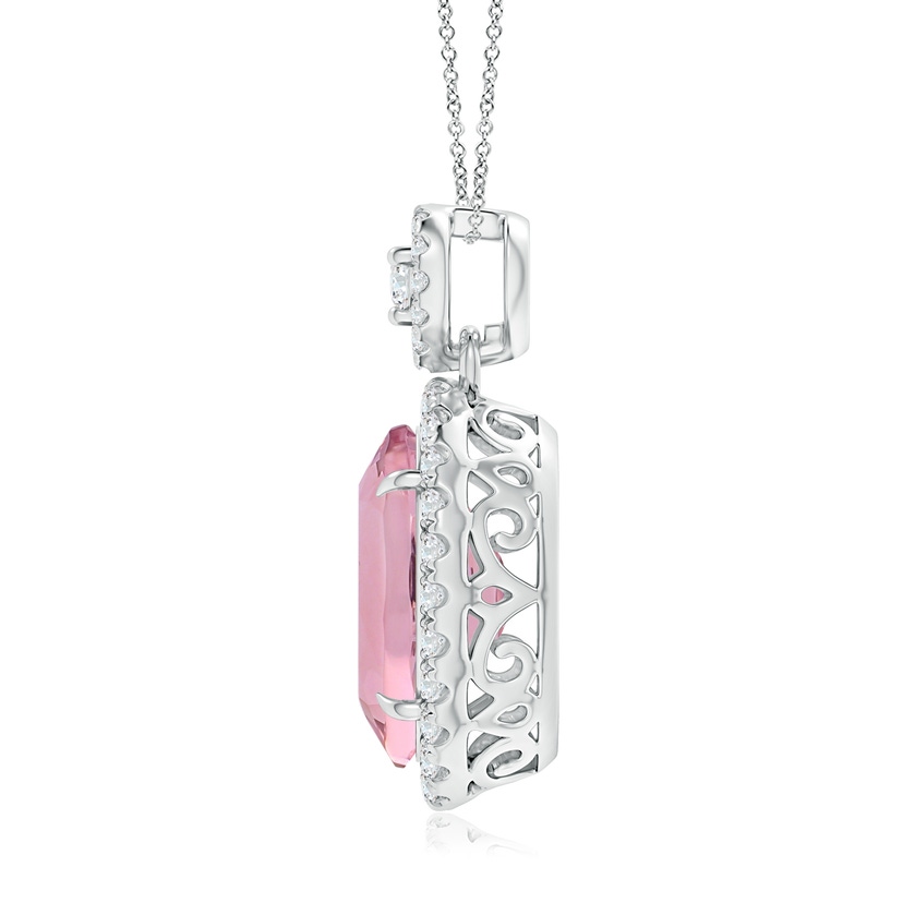 Large Heart Shaped Diamond & Pink Sapphire Pendant In 14K White Gold - Dia  Rise Inc.