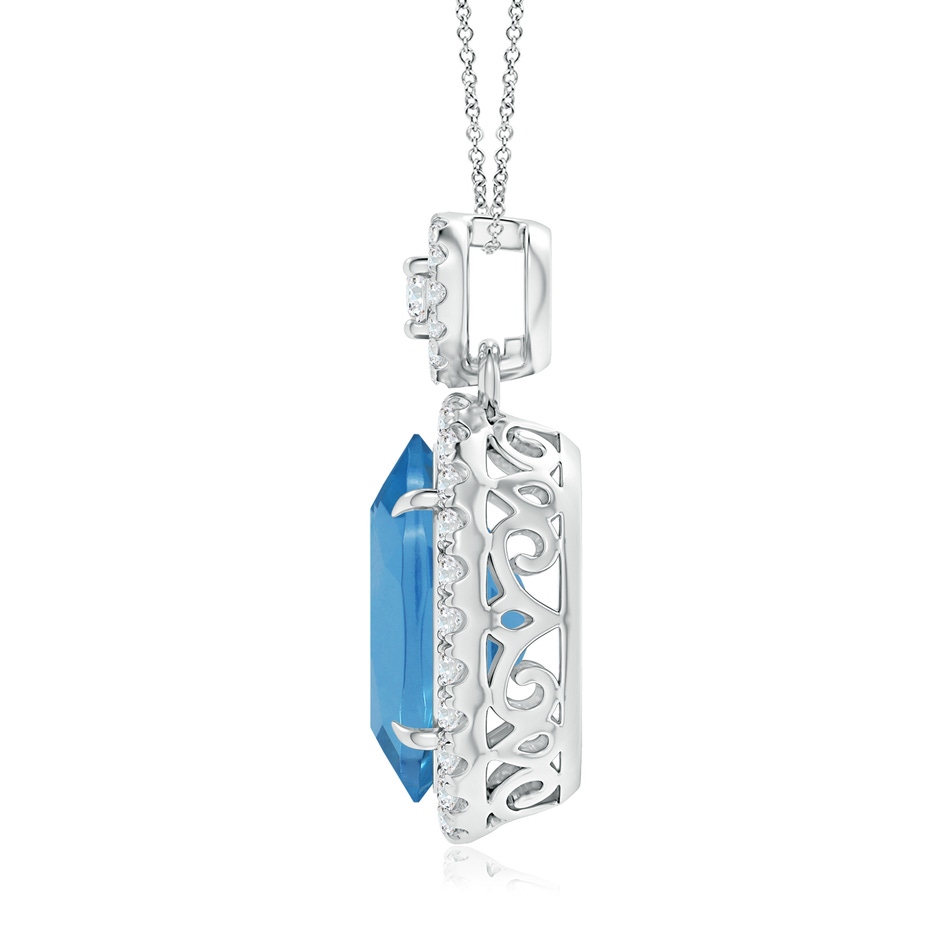 11.99x7.92x4.98mm AAAA GIA Certified Swiss Blue Topaz Halo Pendant with Scrollwork in White Gold side 199