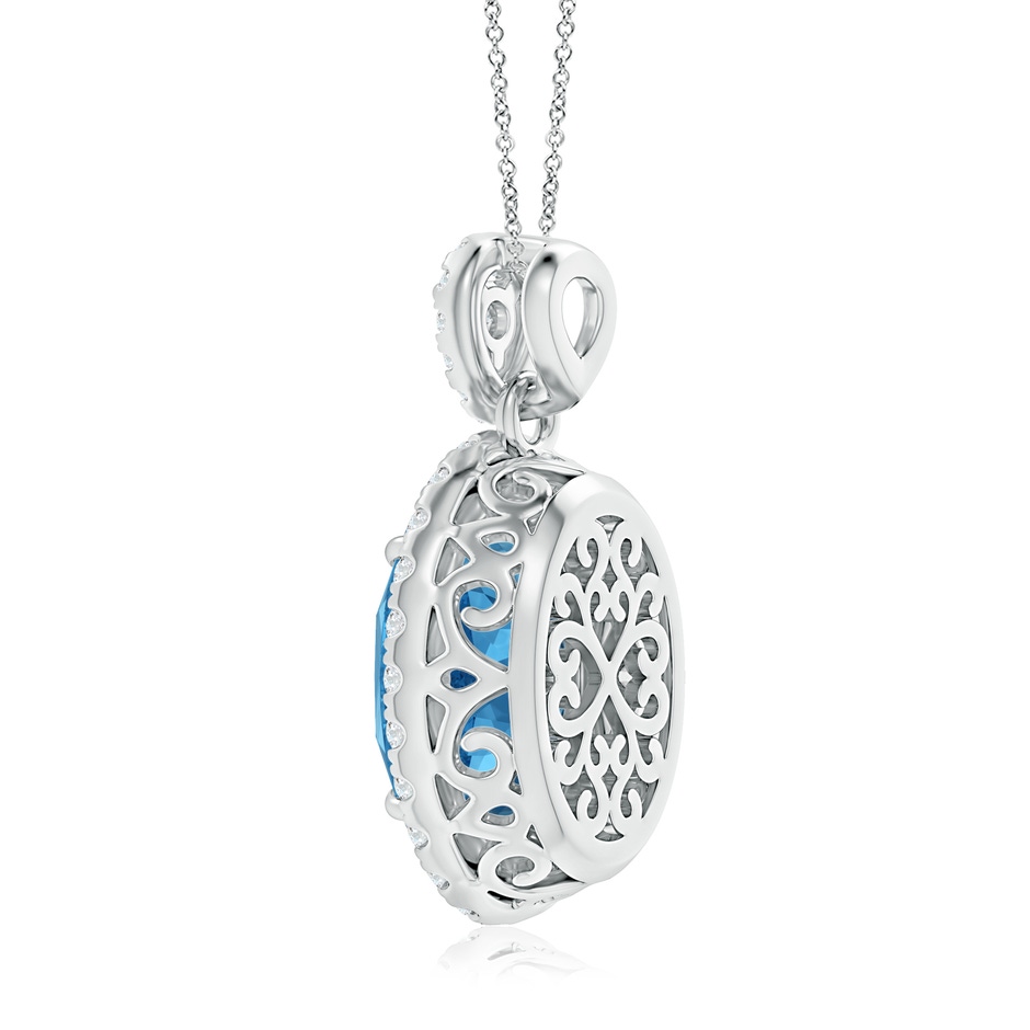 11.99x7.92x4.98mm AAAA GIA Certified Swiss Blue Topaz Halo Pendant with Scrollwork in White Gold side 399