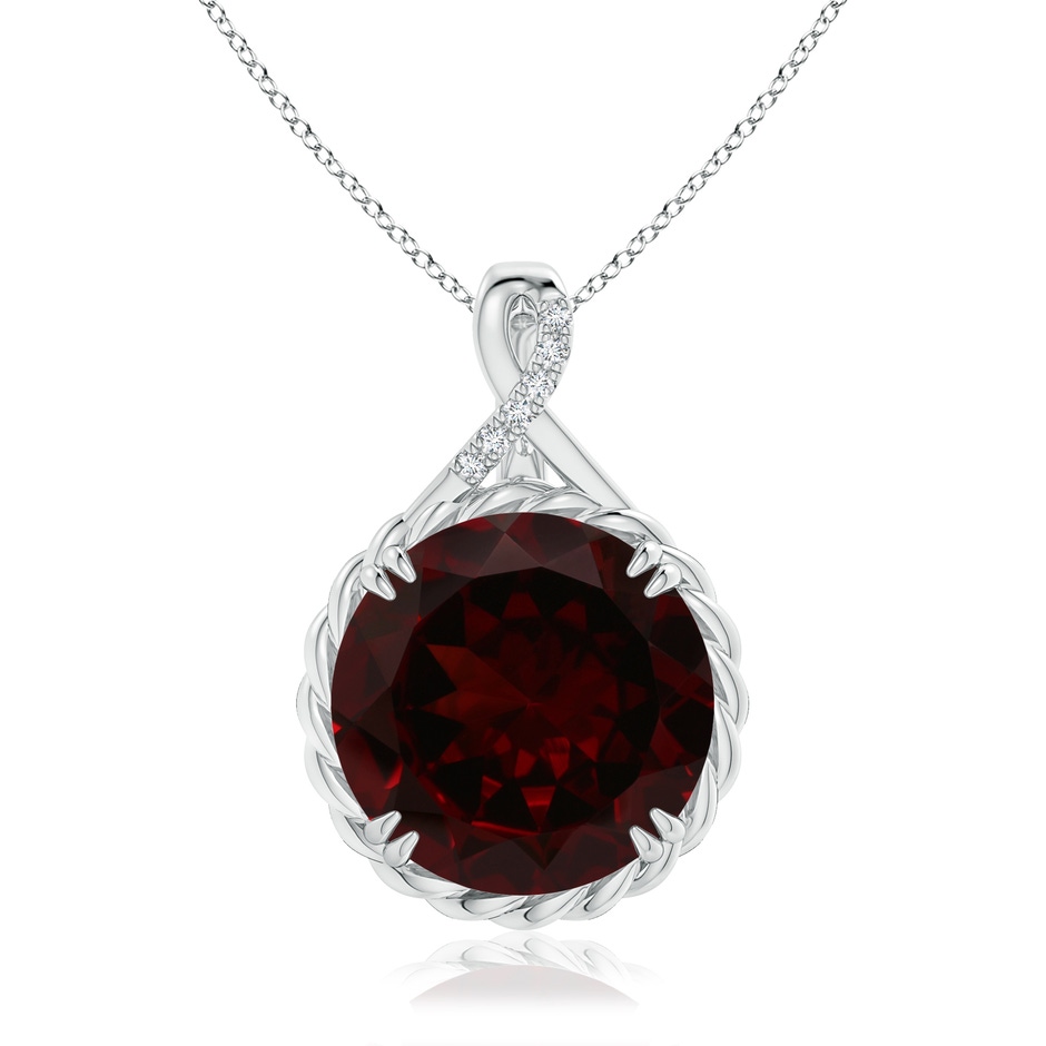 14.89-15.07x8.09mm AAAA GIA Certified Garnet Twist Pendant with Criss-Cross Loop Bale in 18K White Gold 