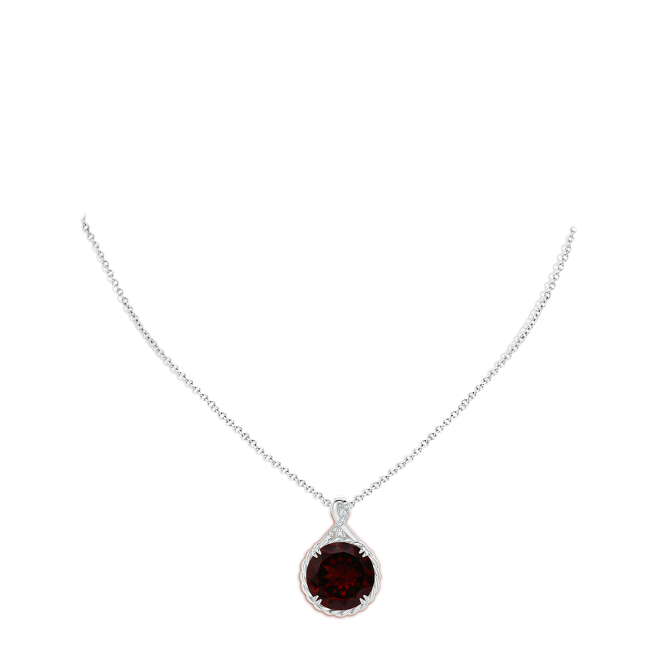 14.89-15.07x8.09mm AAAA GIA Certified Garnet Twist Pendant with Criss-Cross Loop Bale in 18K White Gold pen