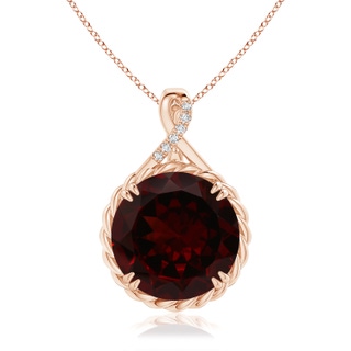 14.89-15.07x8.09mm AAAA GIA Certified Garnet Twist Pendant with Criss-Cross Loop Bale in Rose Gold