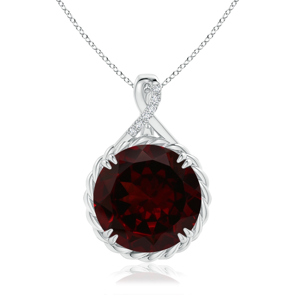 14.89-15.07x8.09mm AAAA GIA Certified Garnet Twist Pendant with Criss-Cross Loop Bale in White Gold