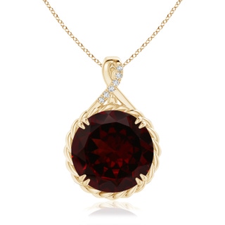 14.89-15.07x8.09mm AAAA GIA Certified Garnet Twist Pendant with Criss-Cross Loop Bale in Yellow Gold