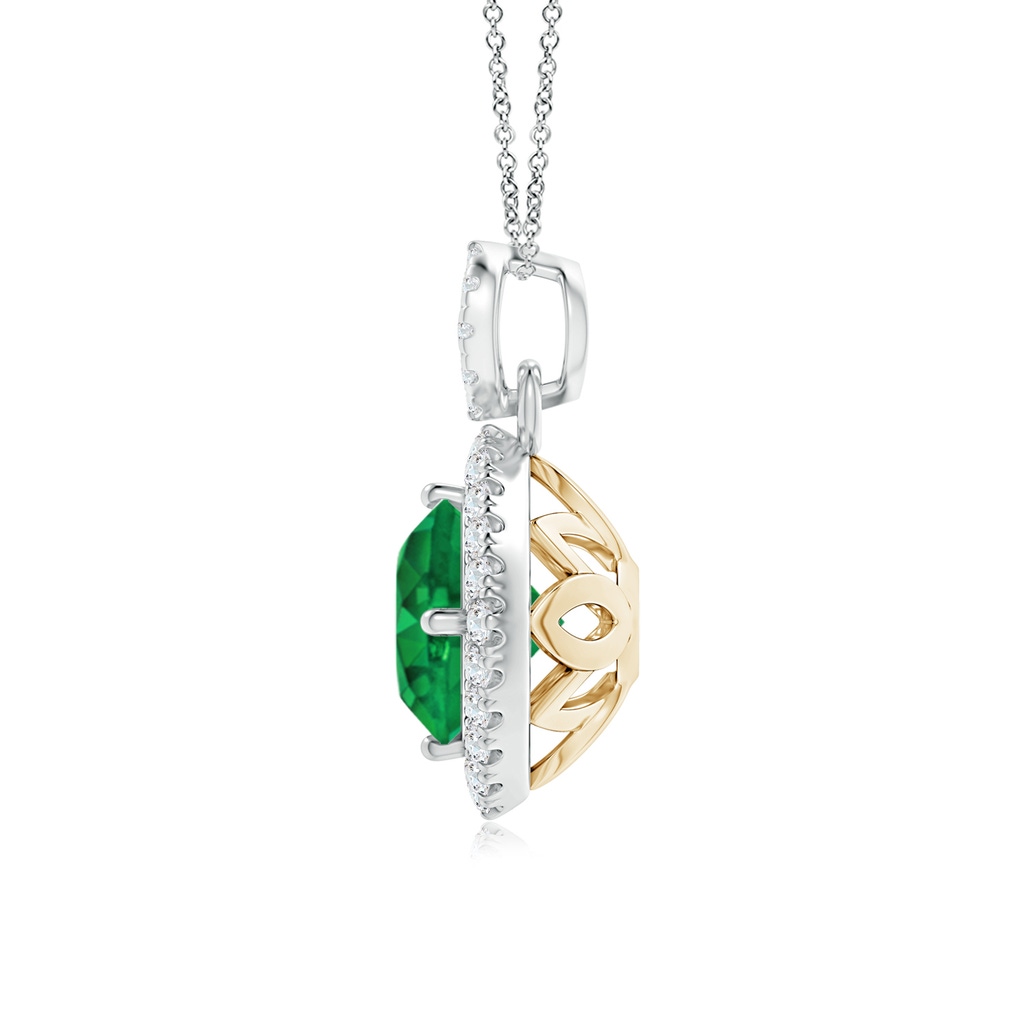 7mm AAA Vintage Inspired Round Emerald Pendant with Diamond Halo in White Gold Yellow Gold - side 199